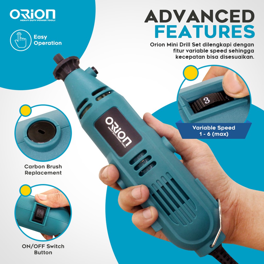 Mesin Bor Tangan Mini Grinder Set Orion MG-130B-9