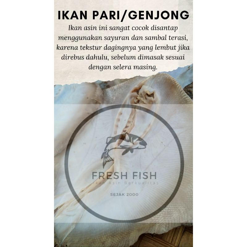 

Ikan Asin Pari/Genjong 250gram