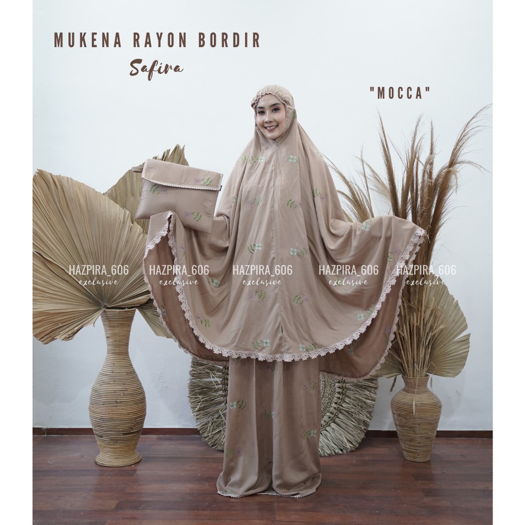 MUKENA DEWASA KATUN RAYON BORDIR SAFIRA JUMBO