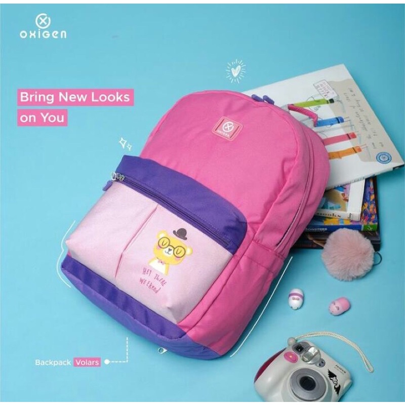 TAS RANSEL SEKOLAH ANAK PEREMPUAN ORIGINAL OXIGEN 30924 3WARNA PINK ORANGE PEACH