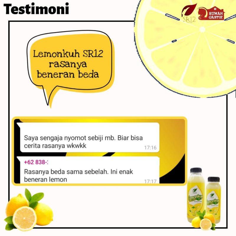 Lemonkuh SR12 Sari Buah Lemon BPOM Tinggi Vitamin C Untuk Kekebalan Tubuh