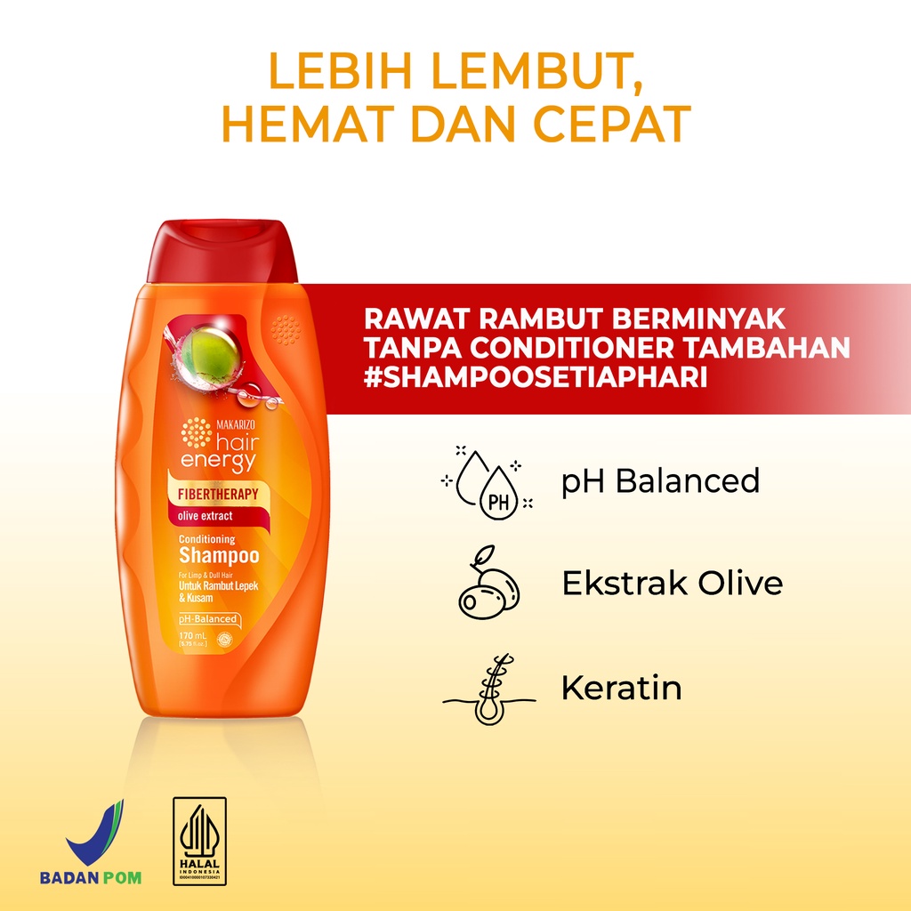 Makarizo Hair Energy Fibertherapy  Conditioning Shampoo Olive 170 mL / Shampo Kondisioner-2