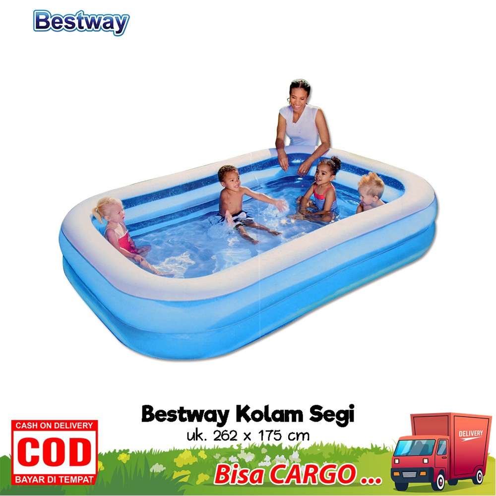 BESTWAY Kolam Segi Uk 262 X 175 X 51 CM ( 54006 ) / Kolam Main Anak / Kolam Renang Anak