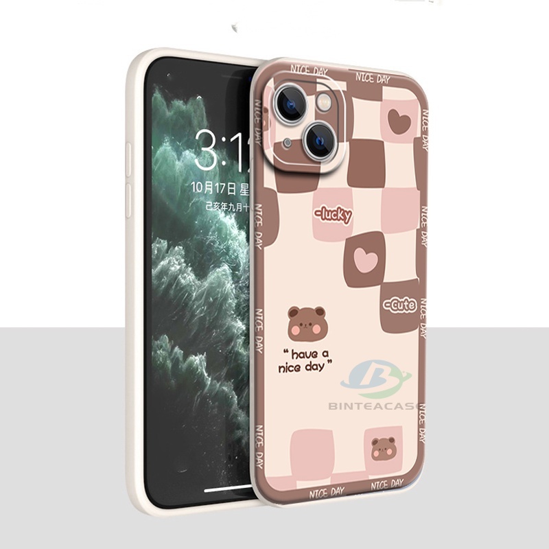 Redmi 10 5G 10C 10A 9C 9T 9A Redmi Note 11S 11 Pro Note10 5G Note 10S Note9 Note8 Note7 Poco F4 F3 M3 Pro X3 Pro NFC Cute Bear Motif Kotak Pink Silikon Casing Ponsel Binteacase