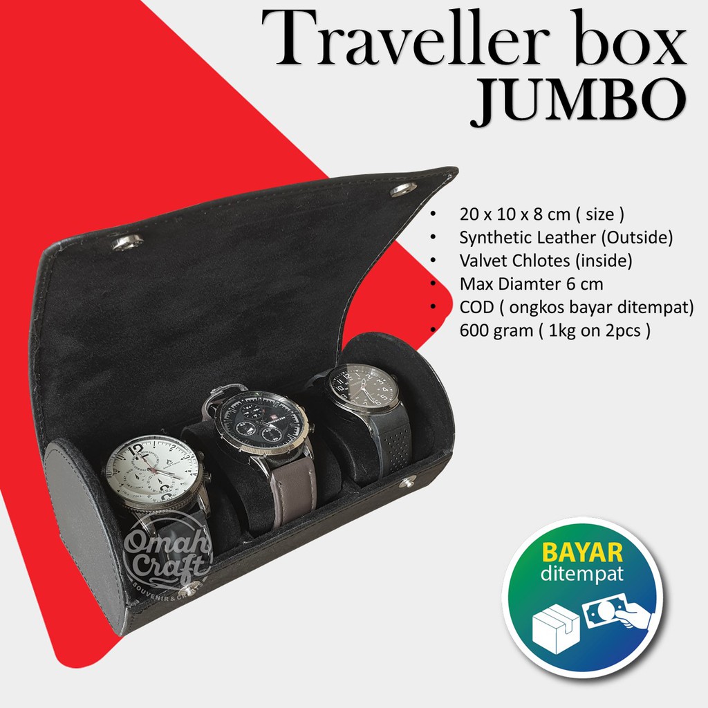 PROMO TERMURAH - Traveller Watch Box Tube isi 3 JUMBO  / Kotak Jam Tangan / Box Jam Tangan