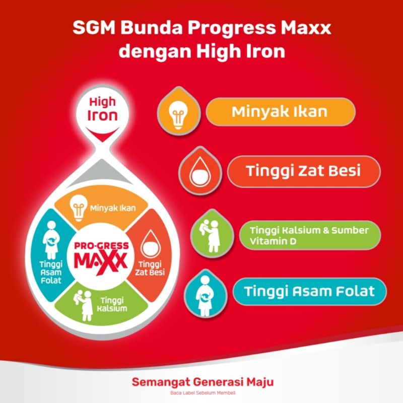 SGM Bunda Pro-GressMaxx Tinggi Zat Besi Cokelat Susu Bubuk 300 gr