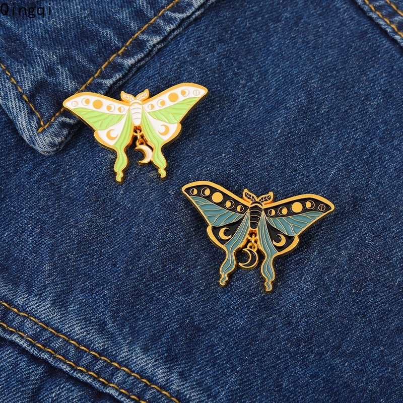 Bros Pin Enamel Desain Kupu-Kupu Bulan Phase Caartoon Serangga Untuk Hadiah Anak