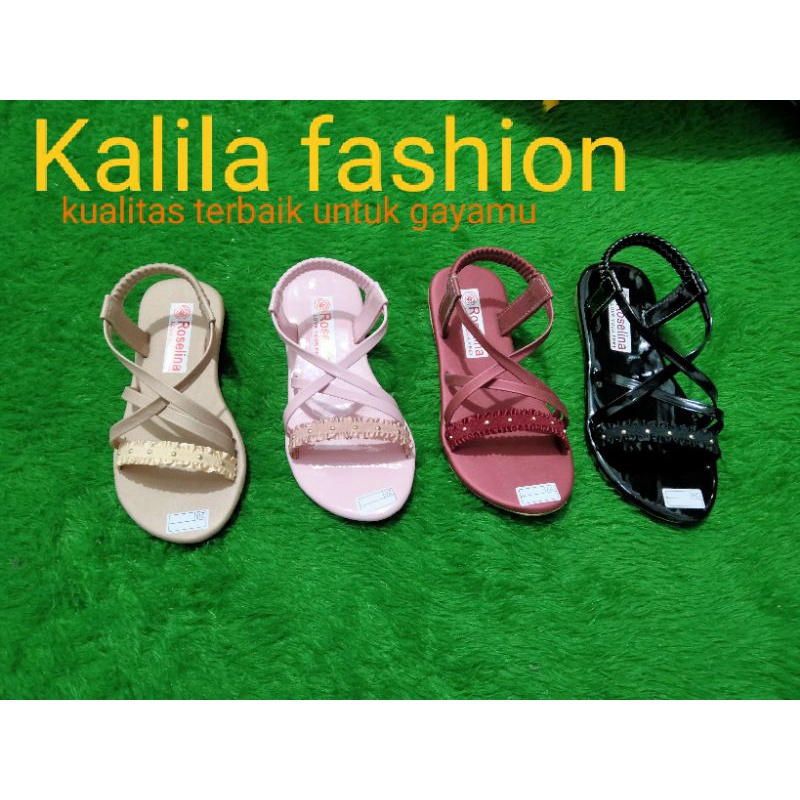 sandal anak perempuan tali silang motif renda kerut 3-5tahun