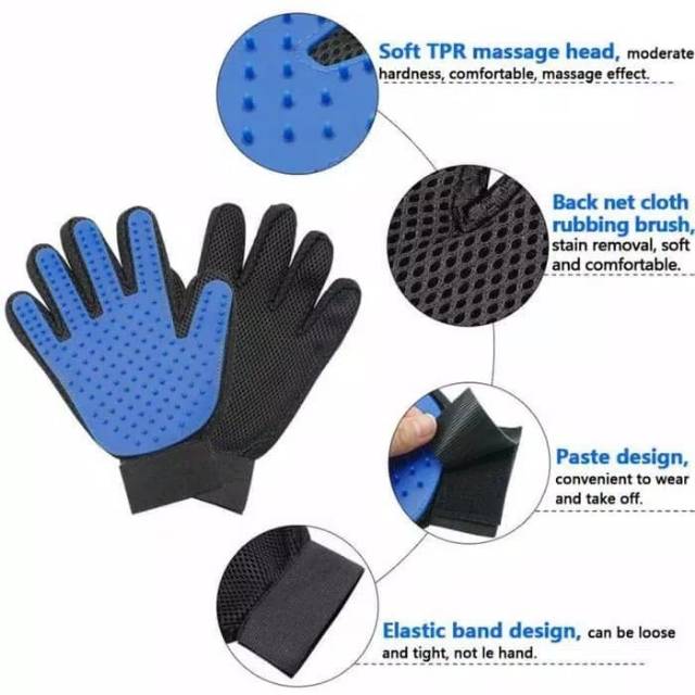 Sisir bulu anjing kucing grooming true touch gloves. Sarung tangan dog cat