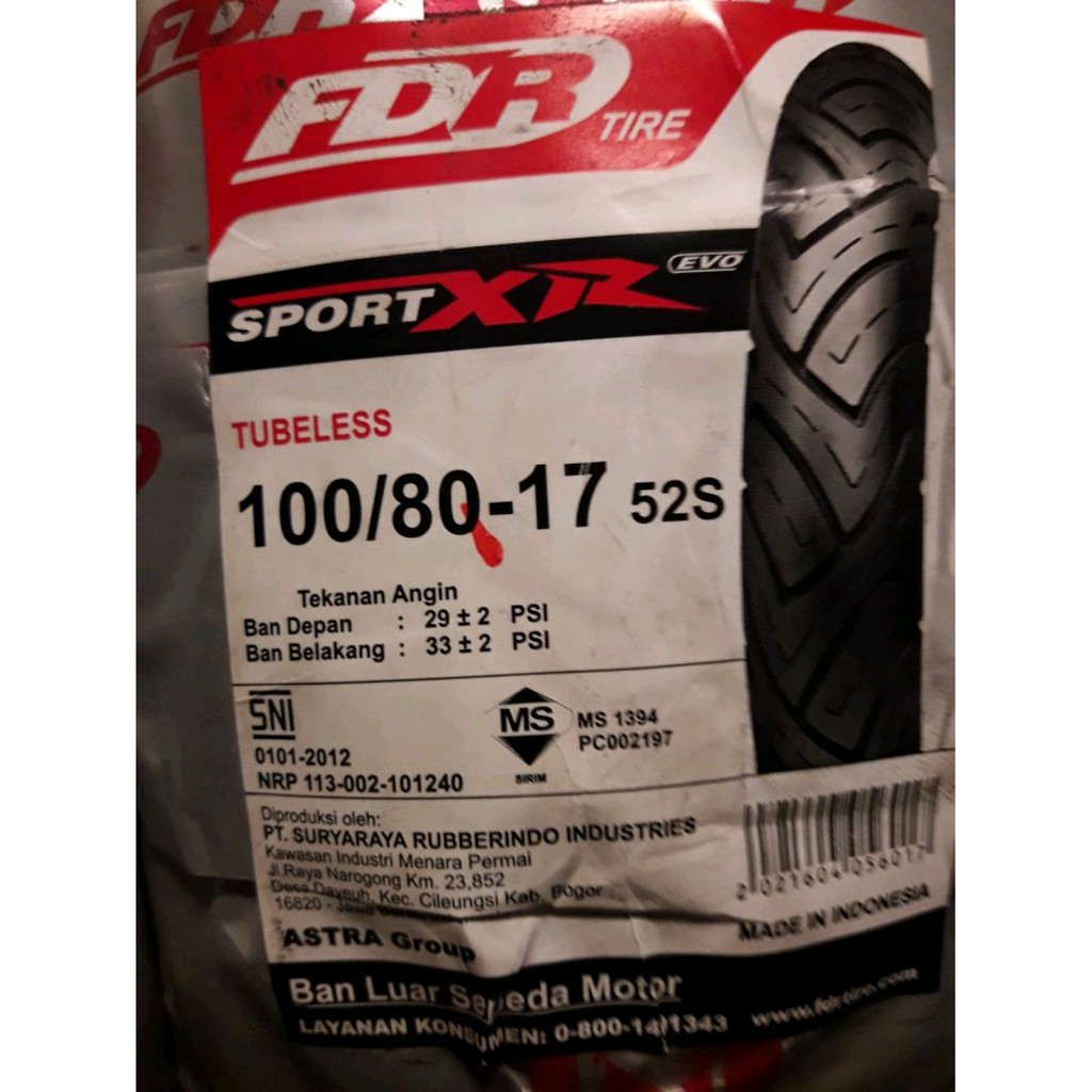 Ban FDR Evo Tubeless 100 80-17