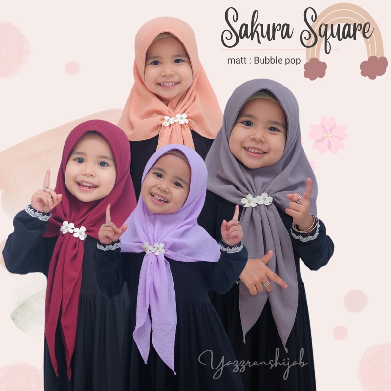 YAZZRENSHIJAB] JILBAB INSTAN ANAK SAKURA SQUARE | KERUDUNG COUPLE IBU DAN ANAK | hijab mom and kids