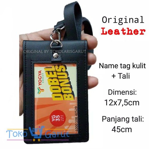 

Name Tag Kulit Asli 2 Muka Nametag Magnet Id Card Holder Koper Pegawai Karyawan Plus Tali Gantungan