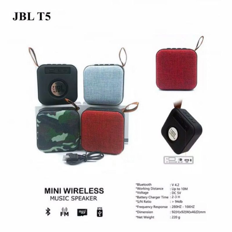 Speaker Bluetooth Mini JBL T5 Wireless Speaker Portable Music JBL T5