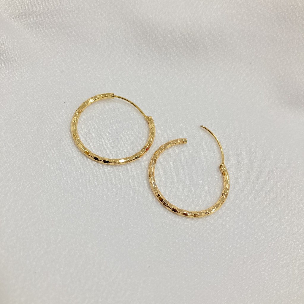 Anting Gipsy Lapis Emas Wanita Ukuran 25 mm Aksesoris Perhiasan