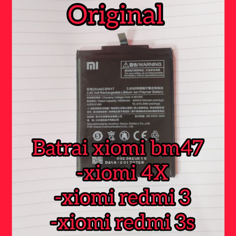 batrai xiomi bm47 xiomi 4x xiomi 3 xiomi 3s original
