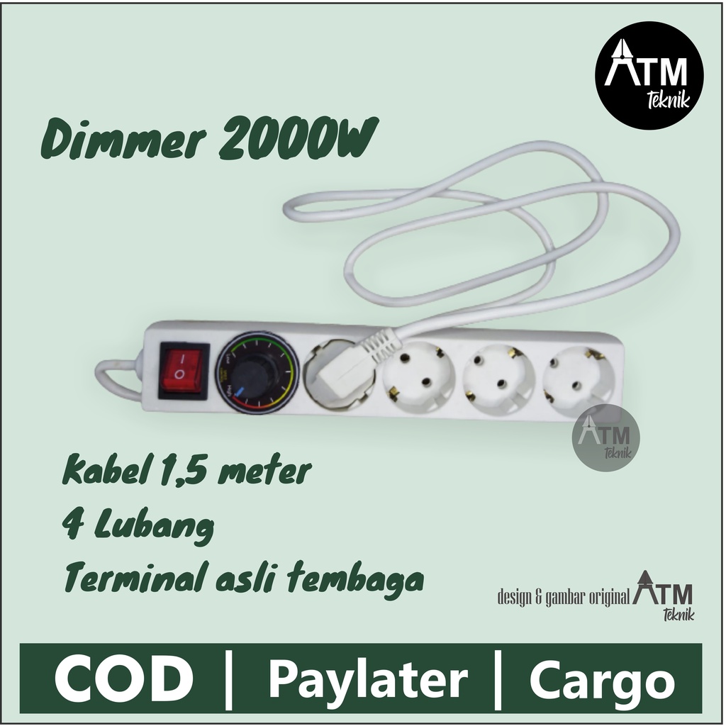 Dimmer 2000w Pengatur Kecepatan Gerinda Mesin Bor Peredup Lampu Dimer Kualitas Stop Kontak 4 Lubang