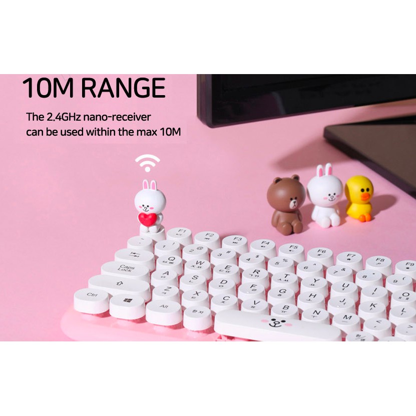 LINE FRIENDS LINEFRIENDS CONY KEYBOARD MINI BROWN CONY SALLY WIRELESS MOUSE AND RETRO KEYBOARD OFFIC
