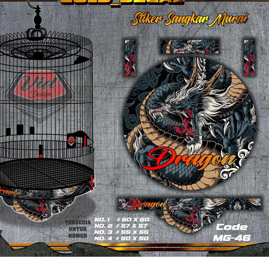 Bagus Banget.. Stiker Sangkar Murai Decal Kandang Burung Bulat  Stiker Tebok Murai Motif Naga No 1 2