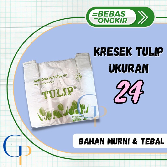 Kantong Kresek Tebal Putih UK 24 Merk Tulip Isi 500 Gram/ Kresek Tebal