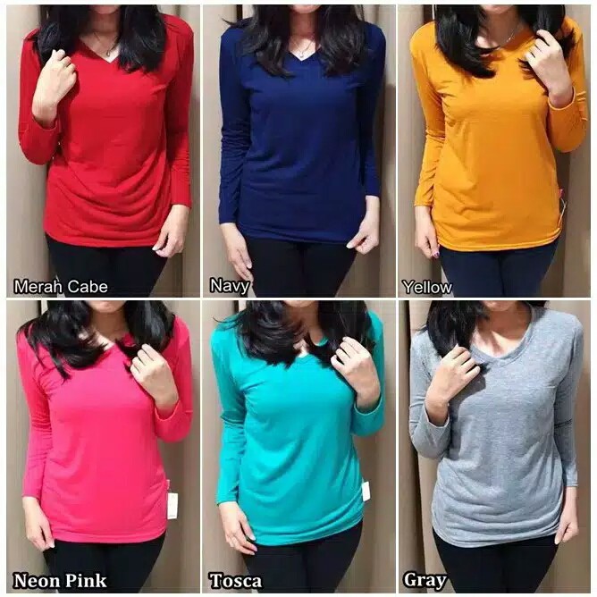 Manset wanita bahan kaos premium lengan panjang hitam adem / inner kaos polos manset baju remaja