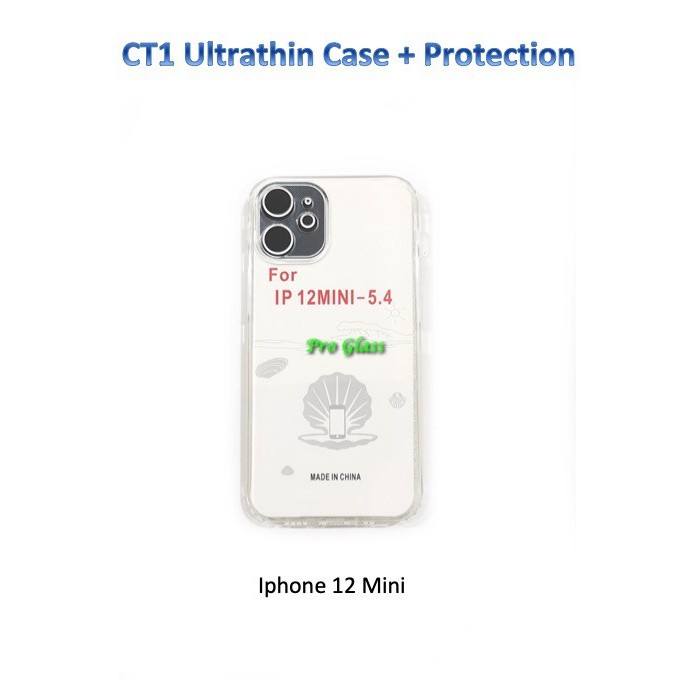 CT1 Iphone 12 / 12 PRO / 12 MINI / 12 PRO MAX Ultrathin Clear Silicone Case + Lens Protection