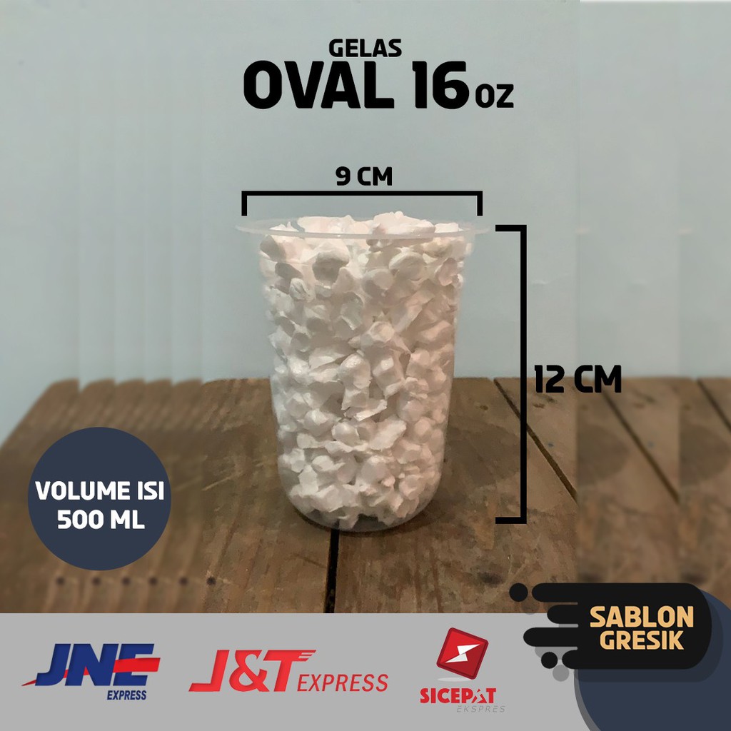 Gelas Cup Plastik 16oz Oval Merk Starindo