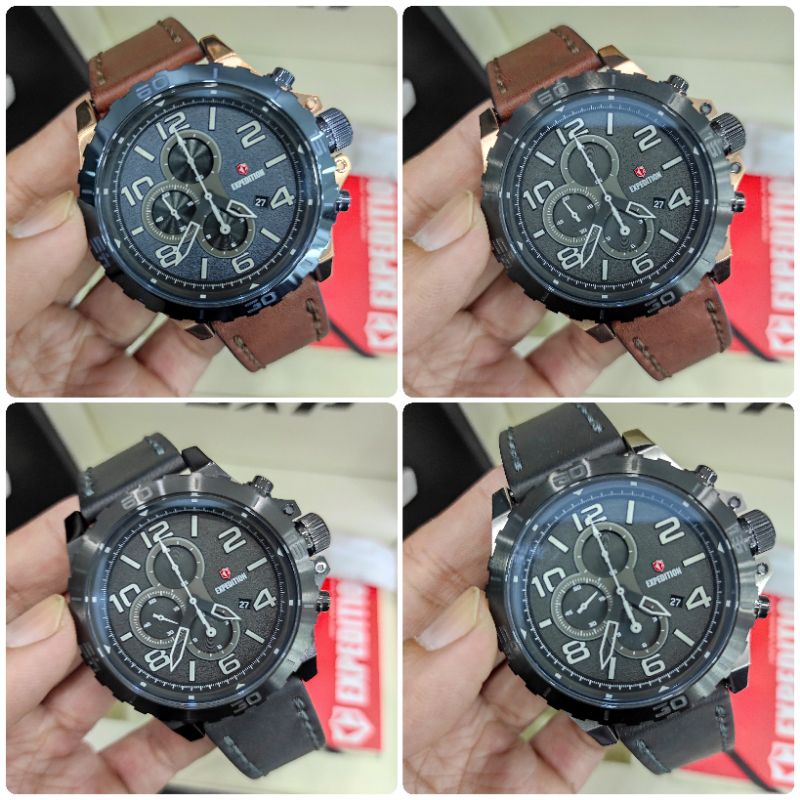 JAM TANGAN PRIA EXPEDITION 6778 NEW E6778 TALI KULIT GARANSI RESMI ORIGINAL