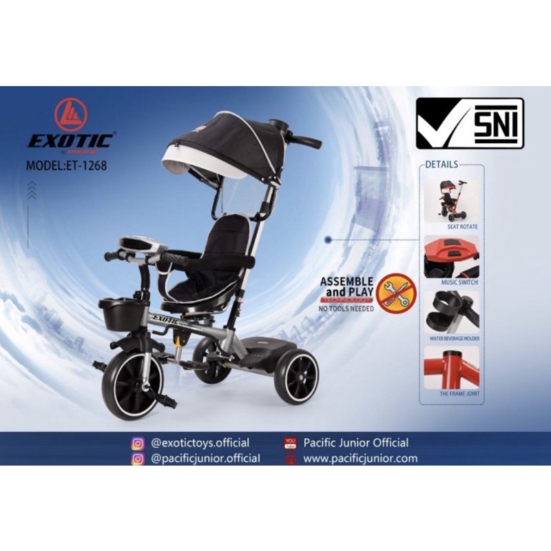 Sepeda Tiga Roda Stroller Exotic ET 1268 Sepeda Trike Exotic