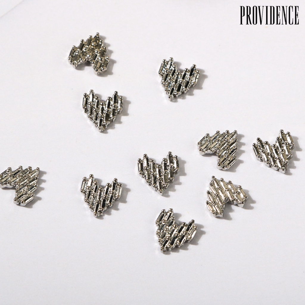 Providence 10Pcs / Set Berlian Imitasi Bentuk Hati 3D Untuk Dekorasi Nail Art Charms