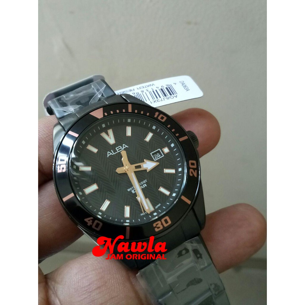 Alba Quartz AG8J73X1 Analog Full Black - Jam Tangan Pria AG8J73