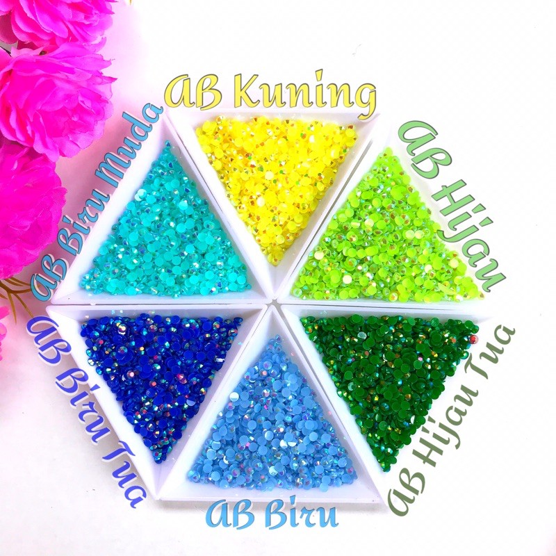 Rhinestone 3mm WARNA JELLY AB PACK BESAR 10.000pcs bahan craft henna Nailart Fake nail Kuku palsu