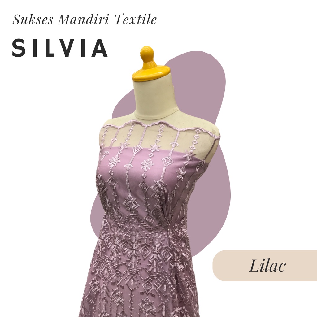 [SILVIA] Brokat Brukat Tile Sapto Tribal Premium Mewah Warna Lilac Ungu Muda | Harga ½ meter = 50 cm