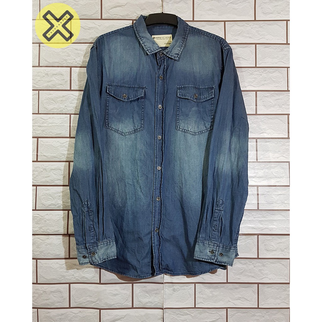 Kemeja Denim Pria Second Branded - Kemeja HANGTEN JEANS
