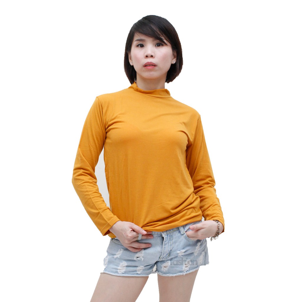 Manset Kaos Wanita TurtleNeck Lengan Panjang | Inner Katun Premium