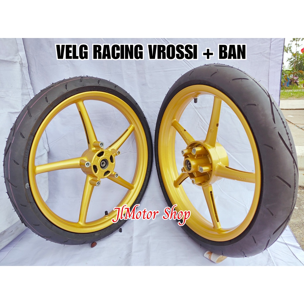 VELG RACING MODEL RCB RXKING JUPITER Z Z1 MX MX NEW MXKING 150 NEW VIXION NVA NVL SATRIA FU SONIC 150 VEGA R RR ZR F1ZR RX KING RXK SCORPIO BEAT VARIO 110 SCOOPY GENIO SPACY PALANG 5 RING 17 + BAN DONAT VROSSI SANCA SET DEPAN BELAKANG