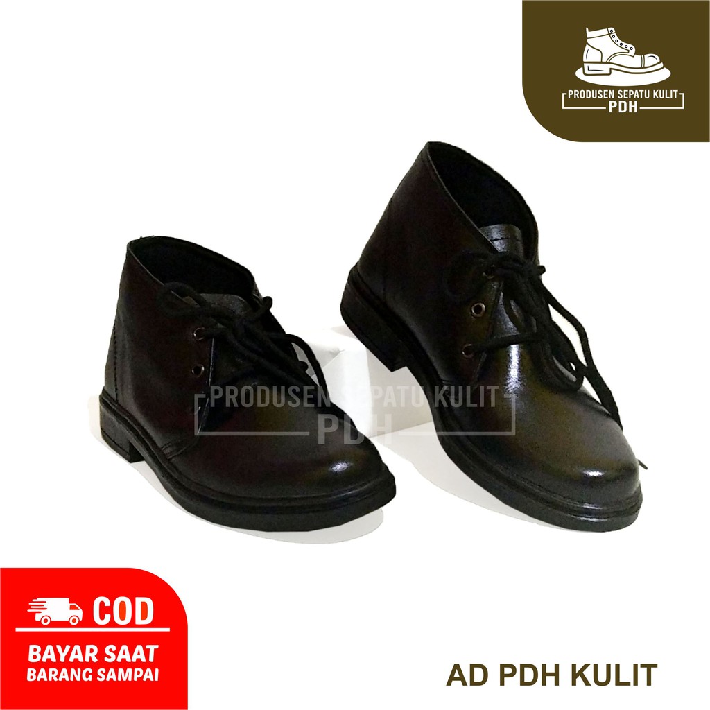 NOTIS - SEPATU PDH KULIT KILAP PRIA PANTOFEL TALI RESLETING SEPATU PDH SATPAM JATAH TNI POLRI SECURITY SEPATU KERJA PRIA