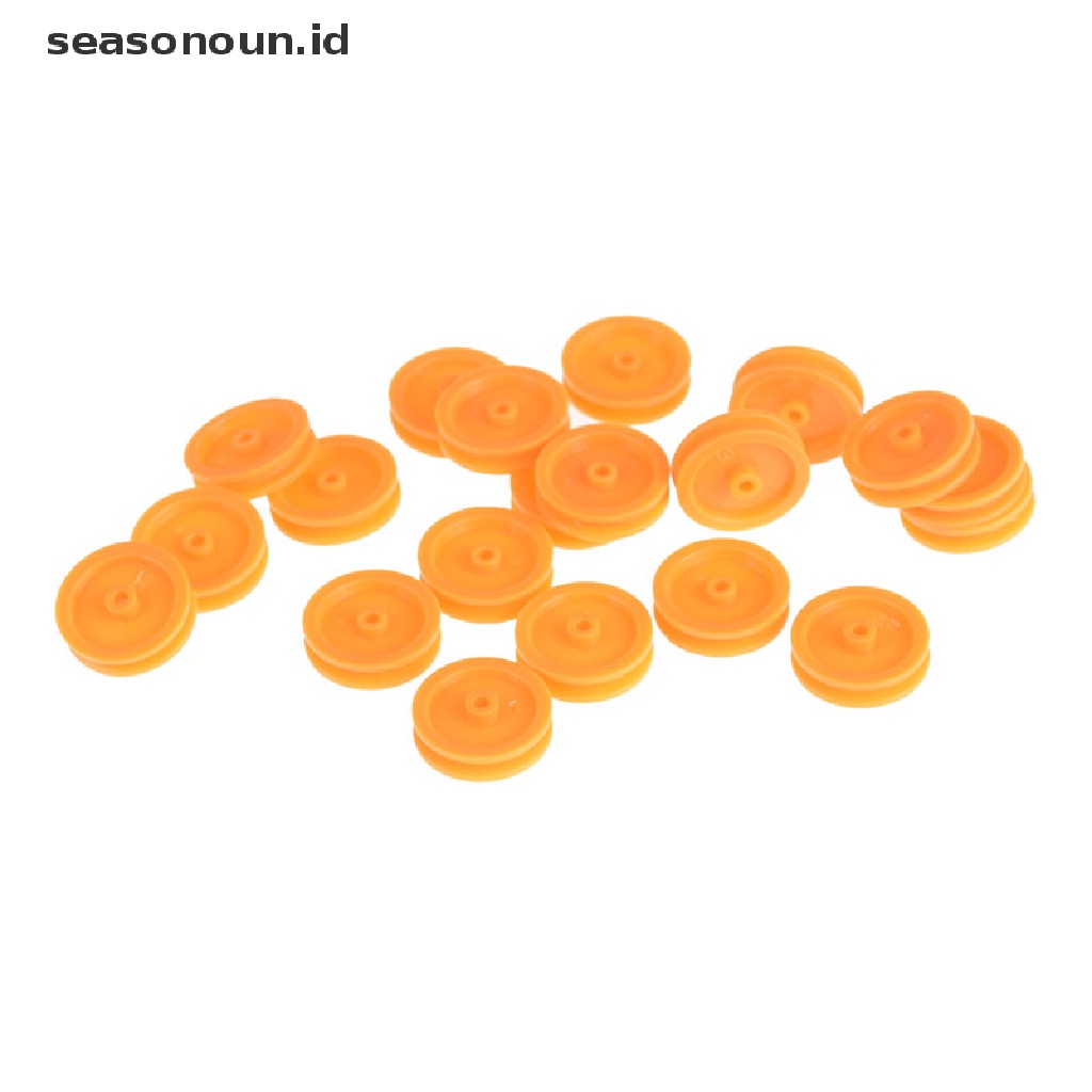 20 Pcs Sabuk Pulley Bahan Plastik Lubang 2mm Warna Oranye Untuk Mainan RC Mobil Pesawat