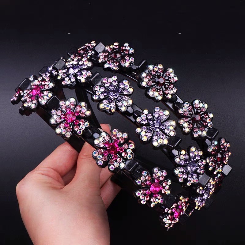 [ACKER] Rhinestone Ikat Kepala Mutiara Bangs Braided Hair Band Untuk Wanita