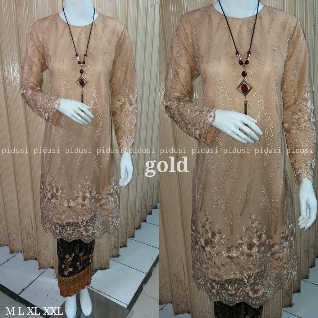 Set tunik tulle mutiara talita / set baju kurung tulle mutiara (gliter) / set tunik pesta