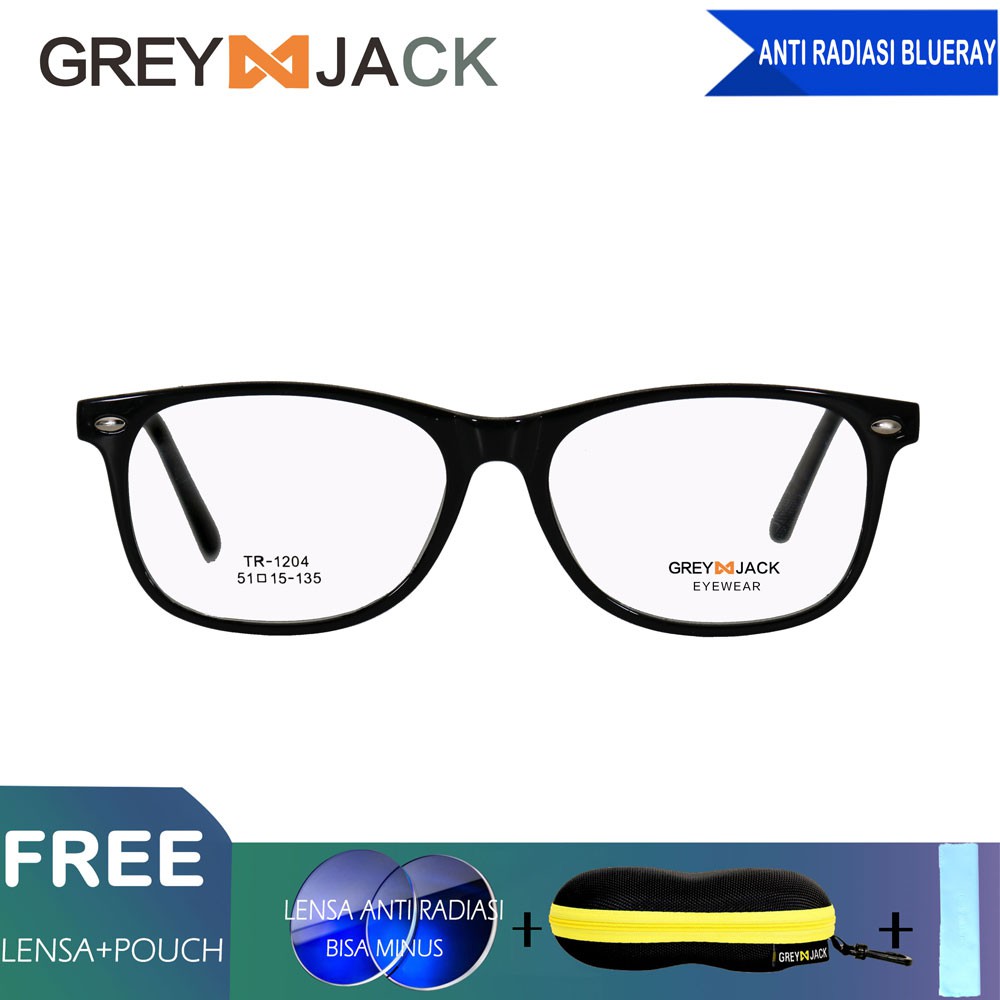 

Grey Jack Frame Kacamata TR90 dengan Lensa anti radiasi Blue Ray / Pria Wanita 1204