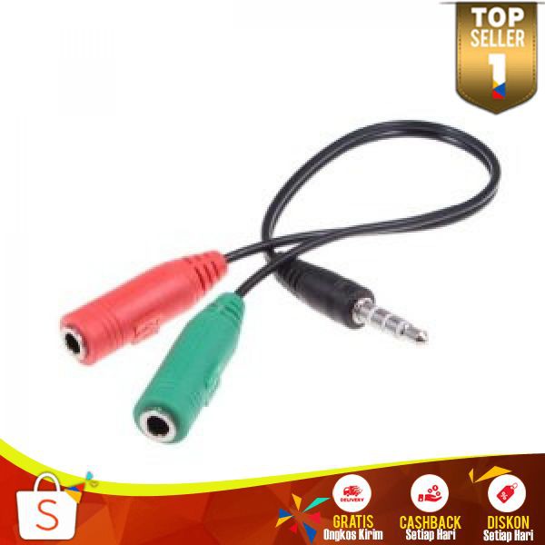 Splitter Audio Cable 3.5mm AA04 Kabel Male to HiFi Mic Headphone Memperpanjang Jack Plug Berkualitas