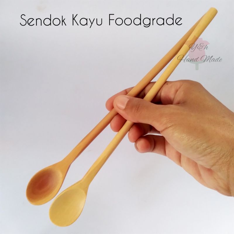 Sendok Jus Kayu Panjang 23 cm / Sendok Kayu Panjang / Pengaduk Minuman / Sendok Pengaduk Minuman