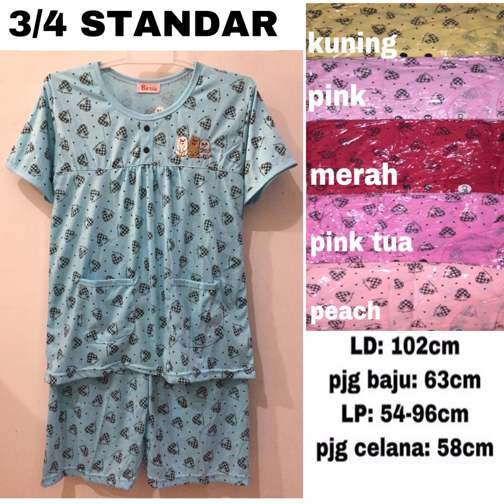 BAJU TIDUR BERIS 3/4 STANDAR - WE BARE BEAR