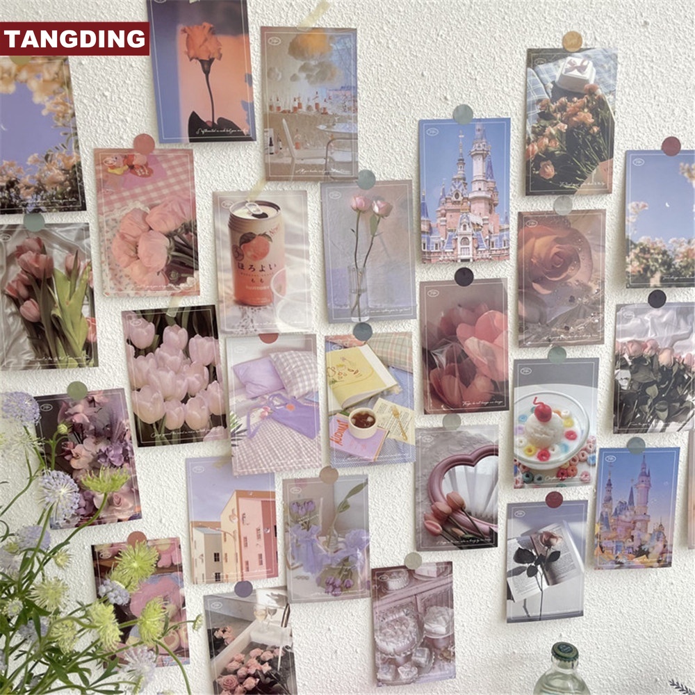 【COD Tangding】30pcs/set Art Simple Small Fresh Card Postcards Wall Decoration Wall Paste Photo Background Props