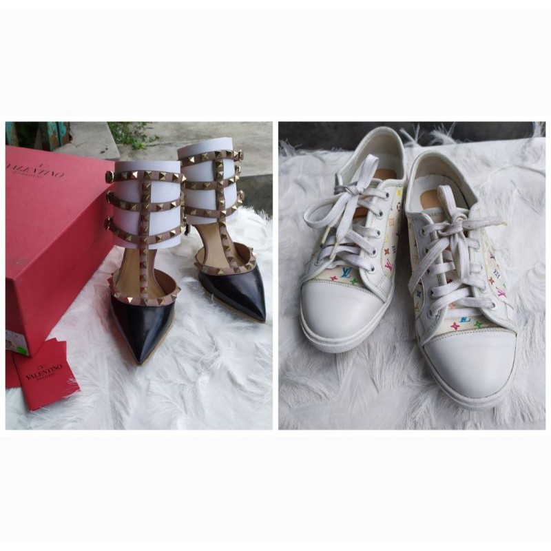 Preloved Valentino Rockstud Kitten Heels Goldhardware Authentic & preloved sepatu Lv