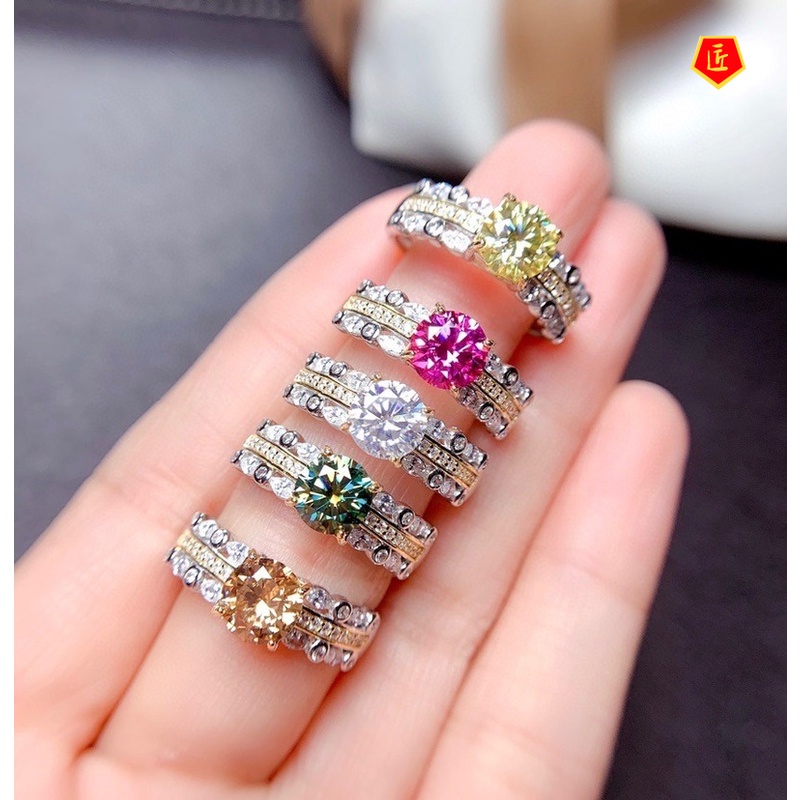 [Ready Stock]Creative Personality Moissanite Colored Gems Ring