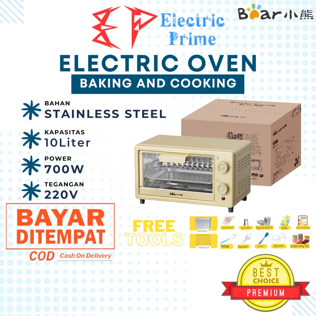 Oven Listrik Pemanggang 10 Liter BEAR Electric Microwave Penghangat Makanan Free Tools