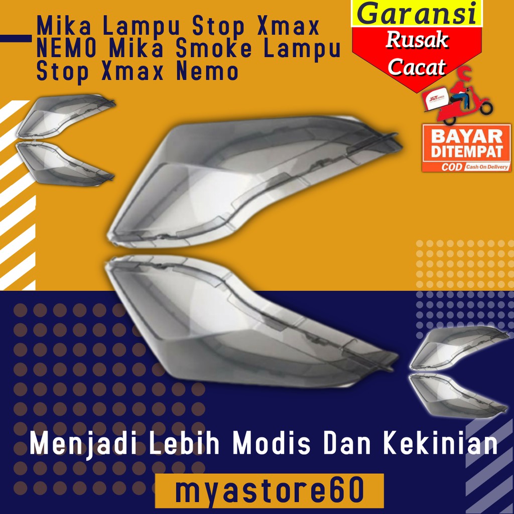 Cover Tutup Mika Lampu Stop Xmax NEMO Mika Smoke Lampu Stop Aksesoris Variasi Yamaha Xmax Nemo