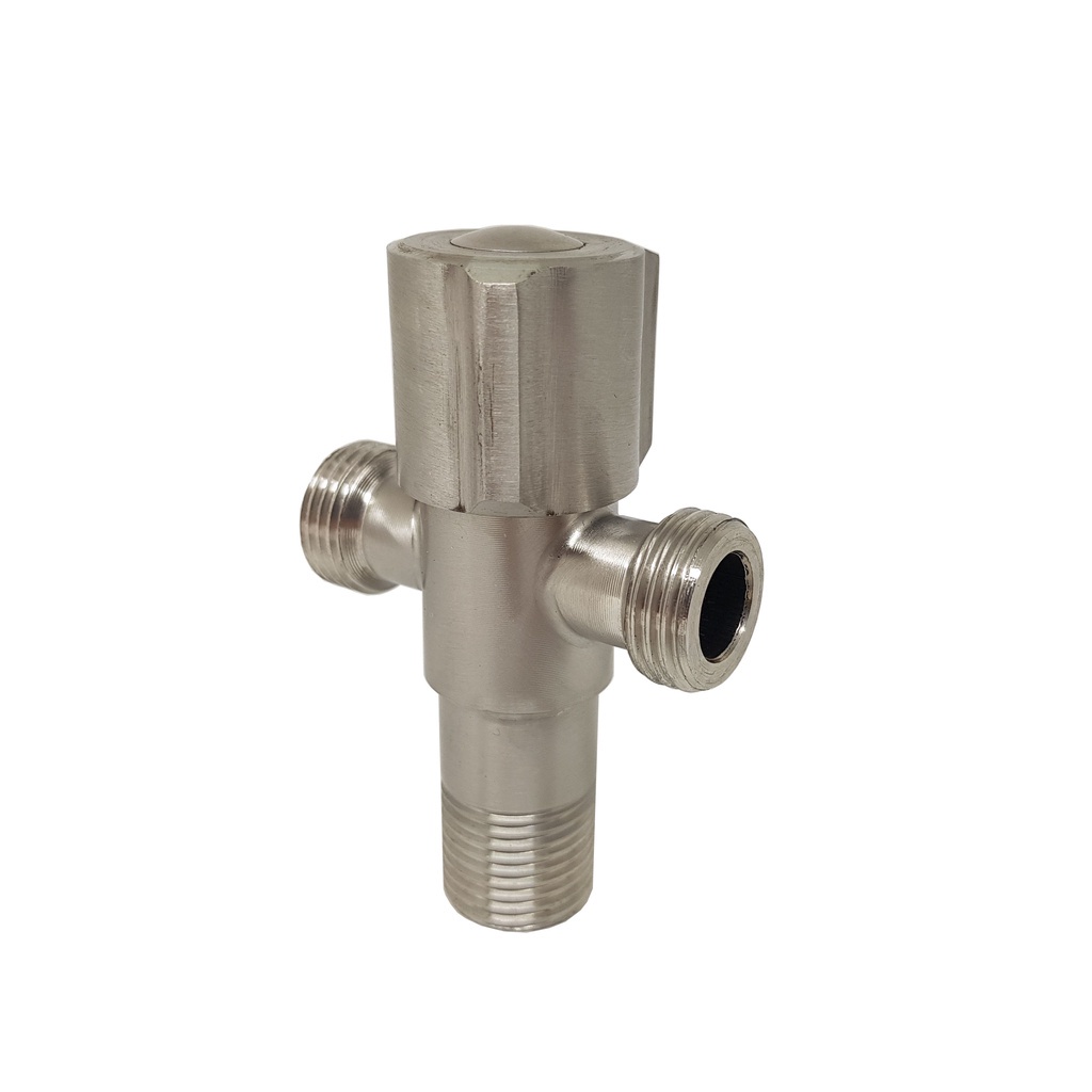 VNT Stop Kran 2 Lubang Angle Valve Keran Double Stainless SUS 304 T Shower Closet Sink Wastafel