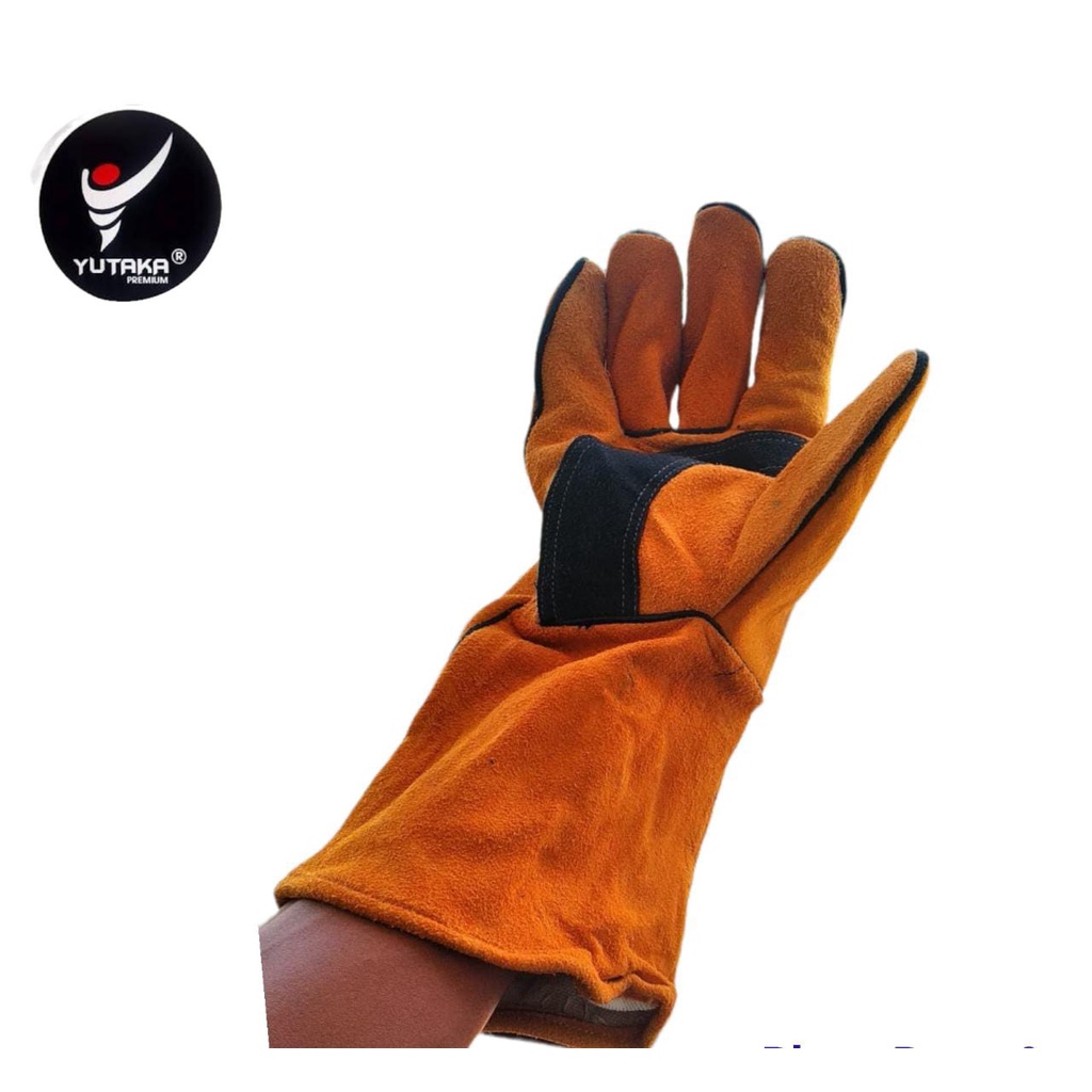 Sarung tangan las Kulit yutaka Anti Gigitan Binatang 14 inch Safety Glove/sarung tangan kulit las yutaka 14 inch termurah /sarung tangan las yutaka terlaris/sarung tangan leather glove Yutaka 14 inch murah